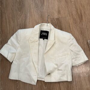 Zara Women's White Cropped Blazer